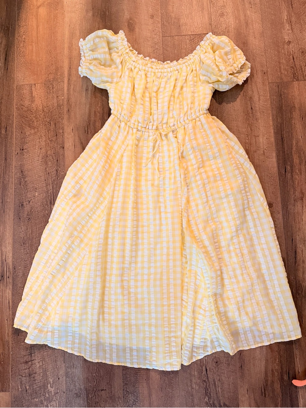 torrid Yellow Gingham Smocked Puff Sleeve Dress